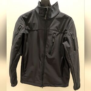 Gray Field Jacket with Reinforced Shoulders and High Collar